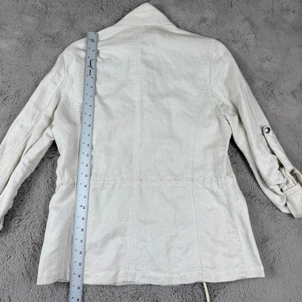 Max Jeans Utility Jacket‎ Lightweight Drawstring Waist Beige Linen Blend M